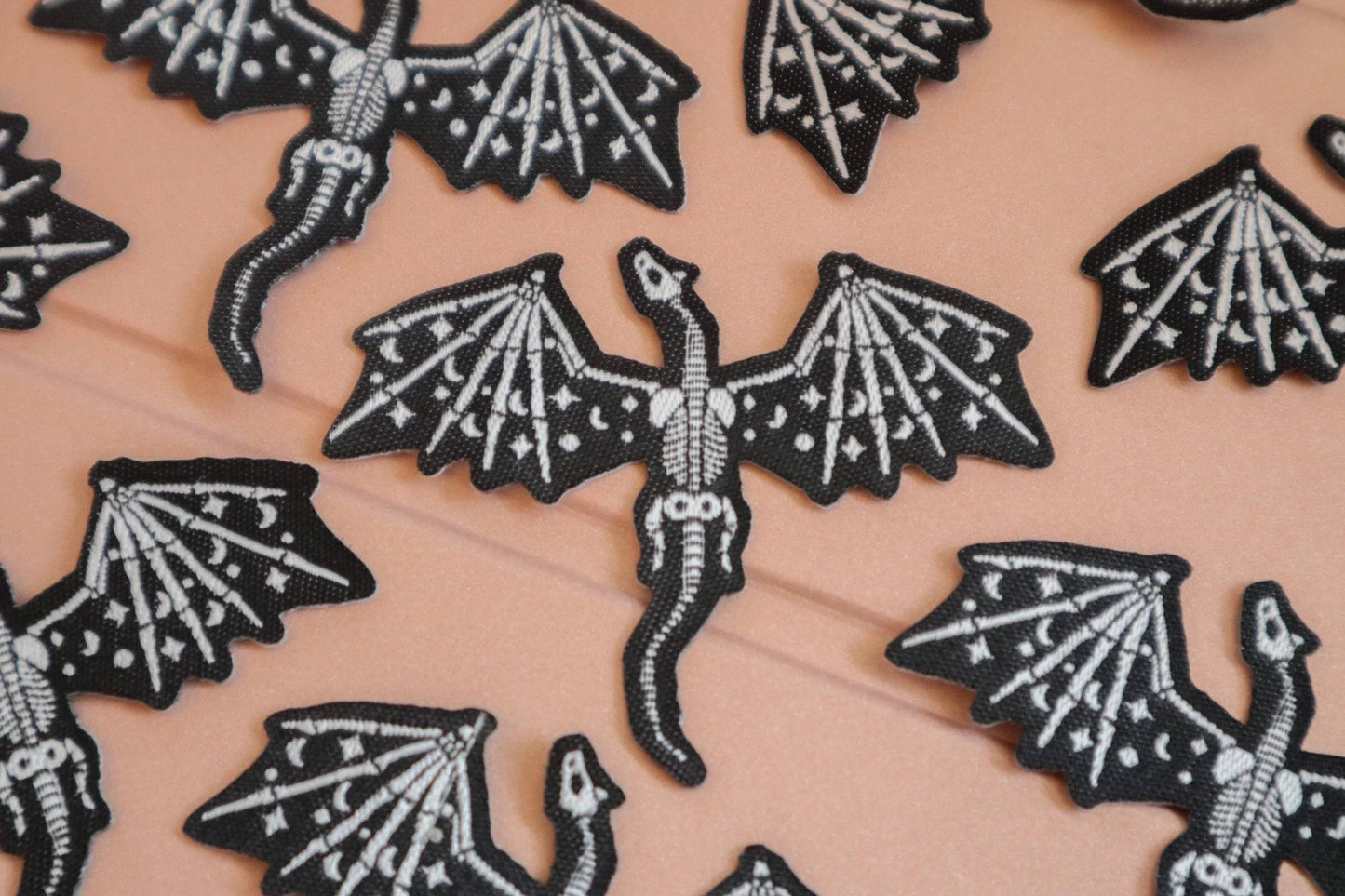 3-Inch Glow-in-the-Dark Skeleton Dragon Woven Back Patch