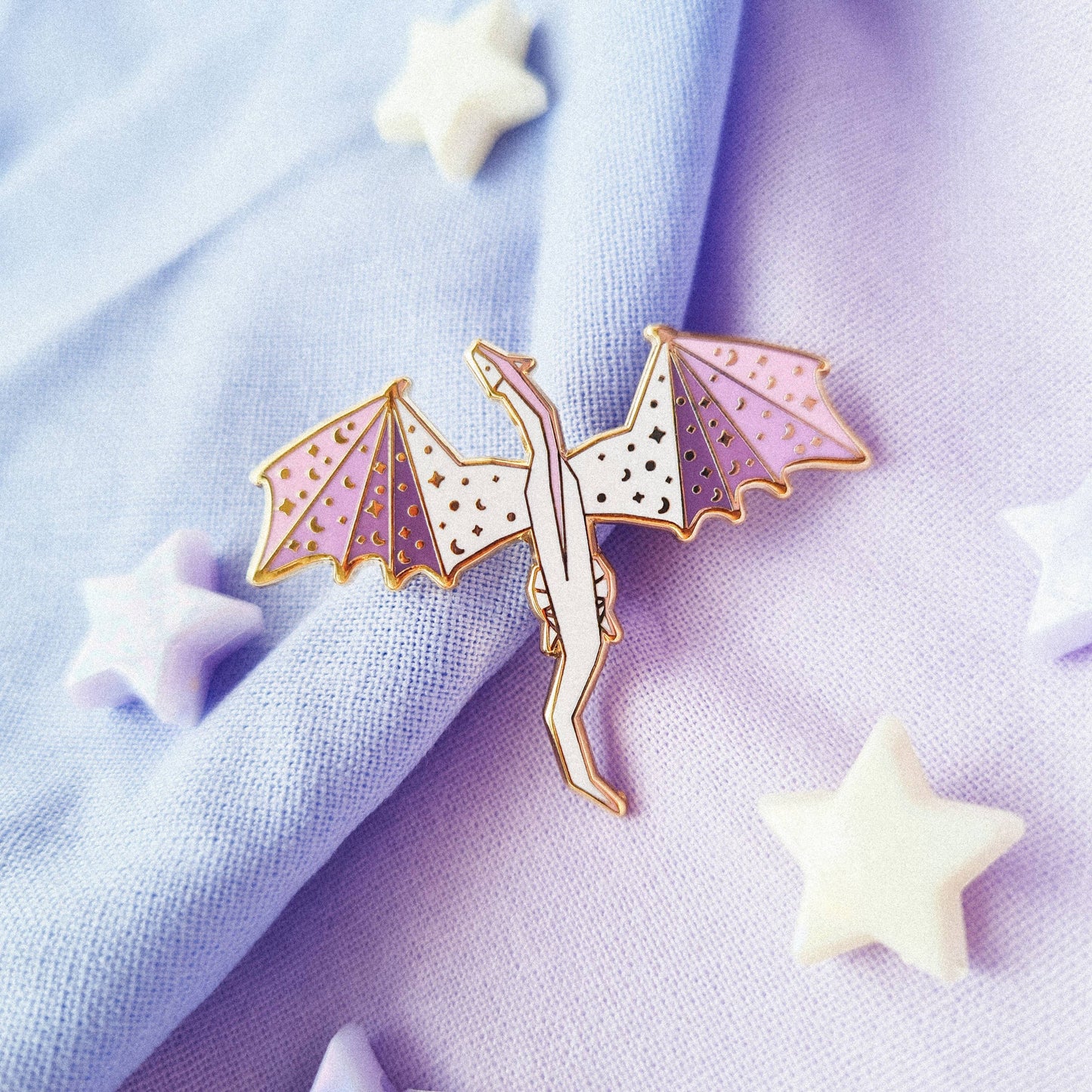Dragon Enamel Pin - Purple and White