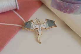 Dragon Enamel Pin - Blue and White