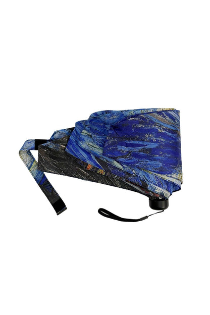 Van Gogh Starry Night Umbrella with Travel Case (Mini): Navy Blue