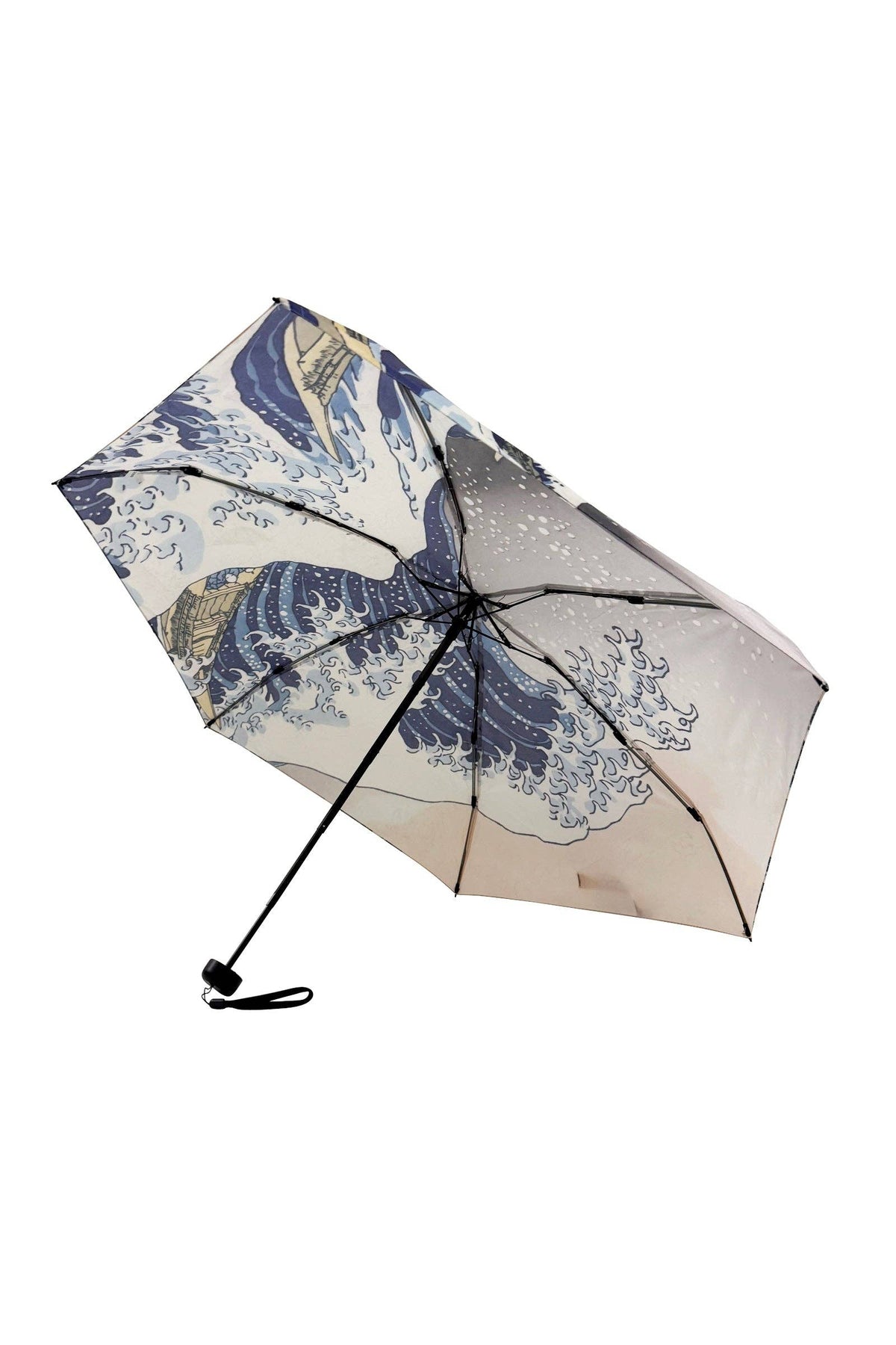 Hokusai's Great Wave Umbrella with Travel Case (Mini ): Navy Blue