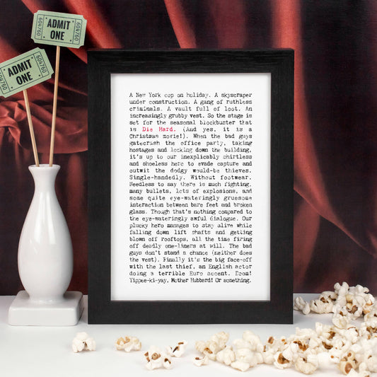 Die Hard Movie Plot Print For Action Film Fans: Die Hard IS a Christmas Film / A4 (H29.7 x W21cm)