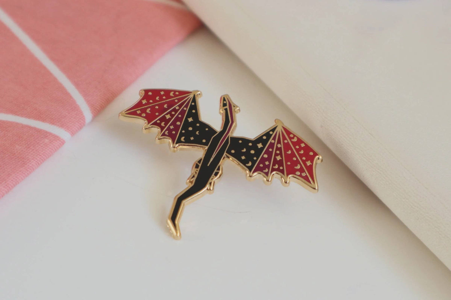 Dragon Enamel Pin - Red and Black