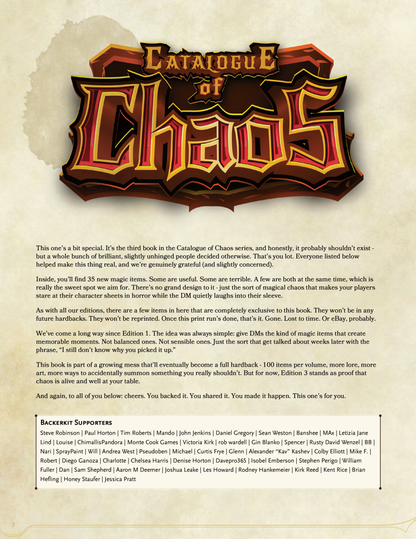Catalogue of Chaos Ed. 1 - Magical Items of Unintended Consequences
