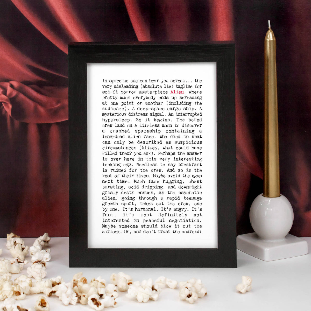 Alien Movie Plot Print For Sci-Fi Film Fans: A4 (H29.7 x W21cm)