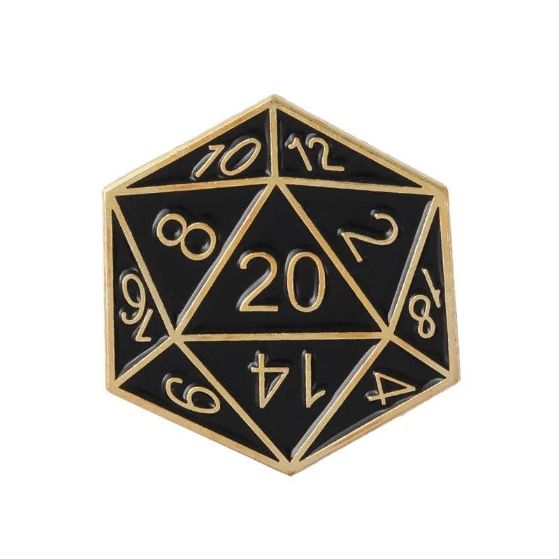 D20 Black and Gold | 1 Pcs D&D Enamel Pin