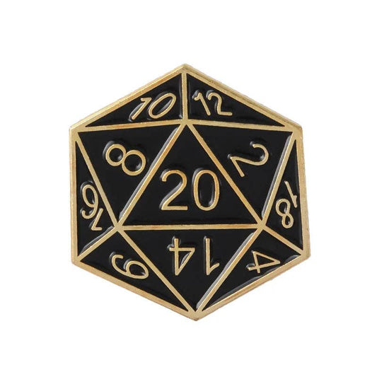 D20 Black and Gold | 1 Pcs D&D Enamel Pin