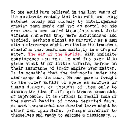 War of the Worlds Unframed Book Print, H.G. Wells Wall Art: A4 (H29.7 x W21cm)