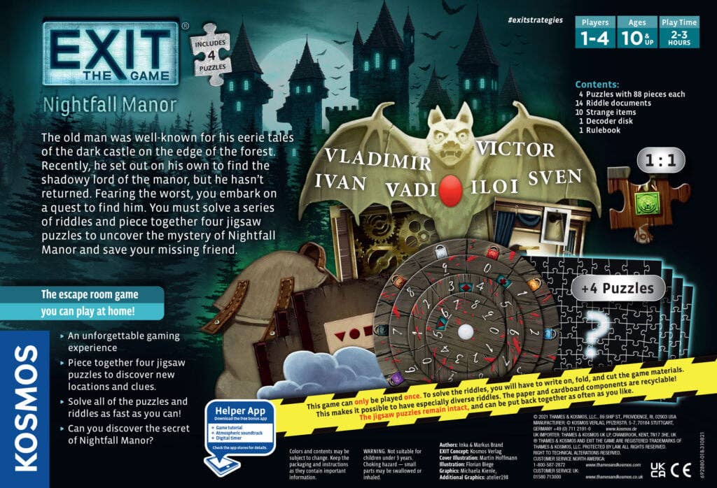 EXIT Puzzle: Nightfall Manor - Escape Room Board Game