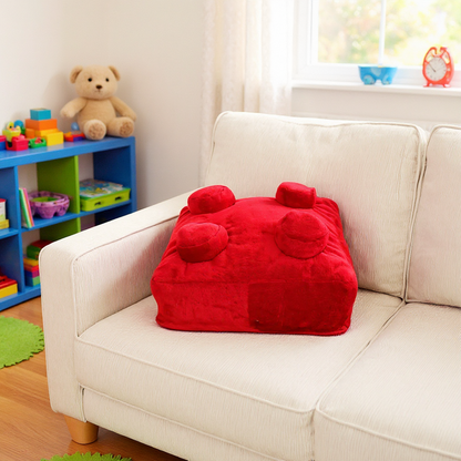 Building Brick Cushion Red Square