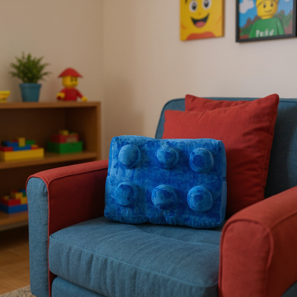 Building Brick Cushion Blue