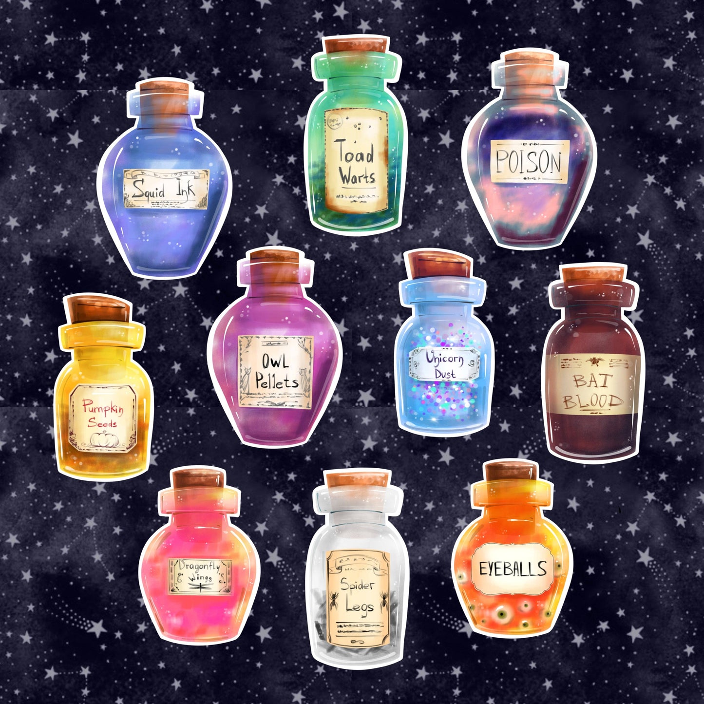 D&D Potion Sticker Set: Matte / 10 Stickers