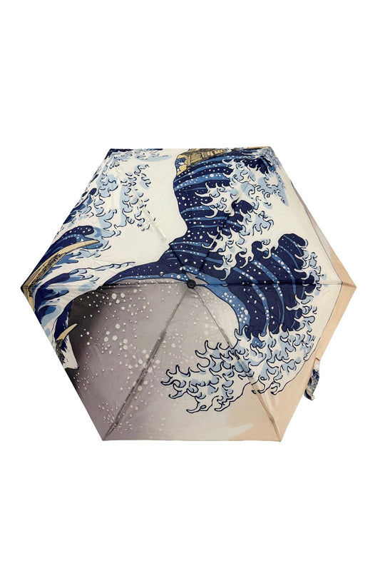 Hokusai's Great Wave Umbrella with Travel Case (Mini ): Navy Blue