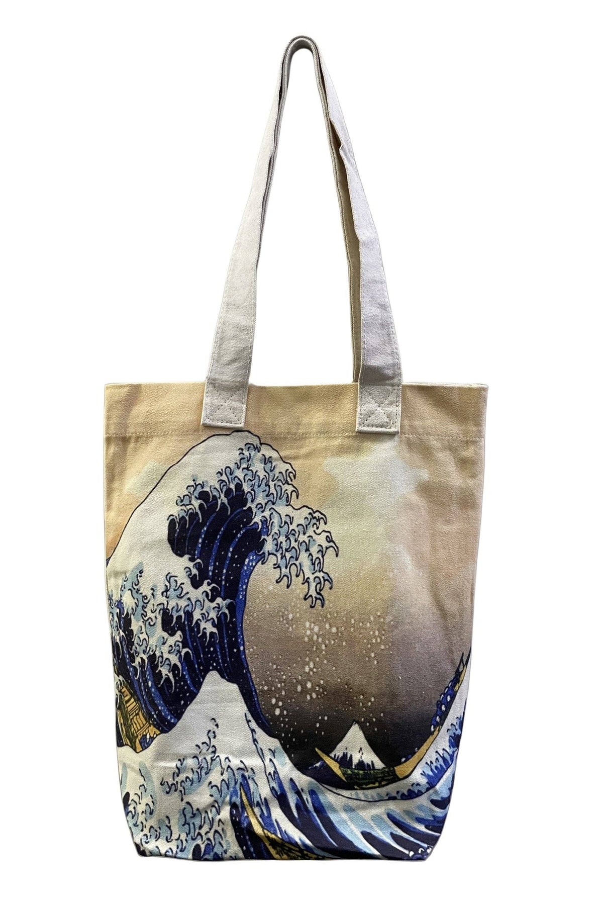 Hokusai's Great Wave Art Print Cotton Tote Bag: Multi