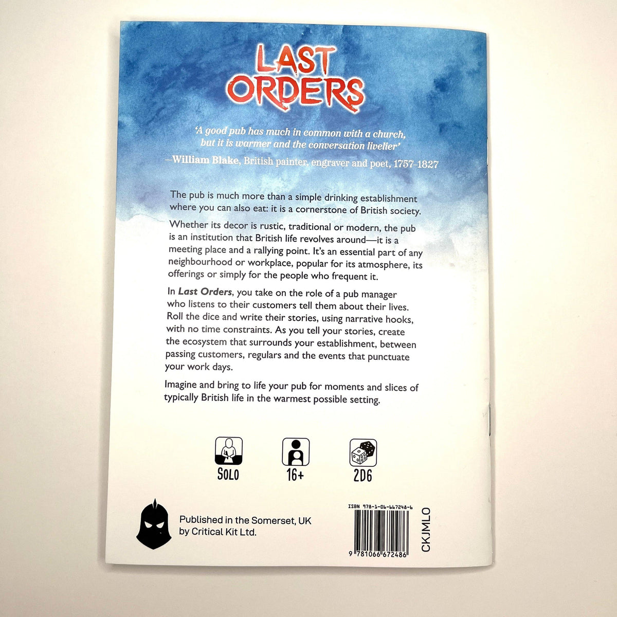 Last Orders - A solo writing game: Physical Copy
