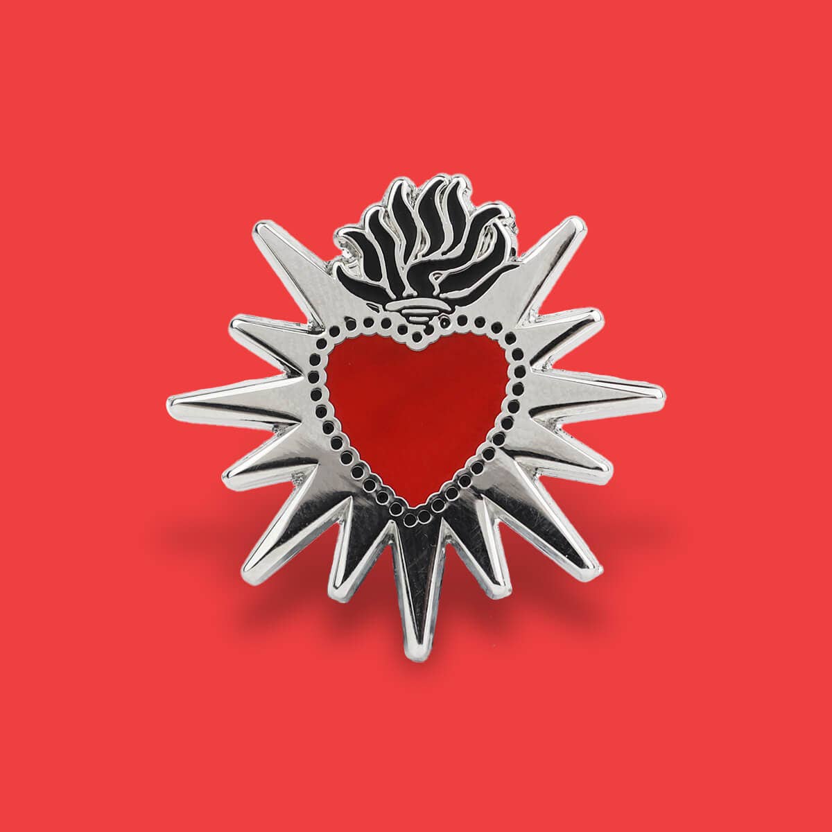 RED SACRED HEART ENAMEL PIN