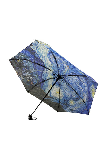Van Gogh Starry Night Umbrella with Travel Case (Mini): Navy Blue
