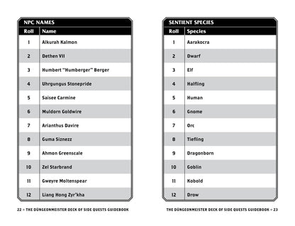 Düngeonmeister Deck of Side Quests by Jef Aldrich: Flashcards; 75 pages / English