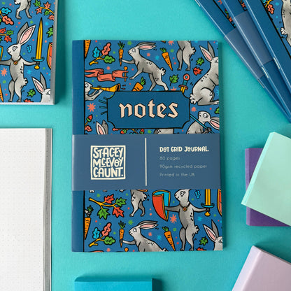 Medieval Duelling Bunnies A5 Dot Grid Notebook