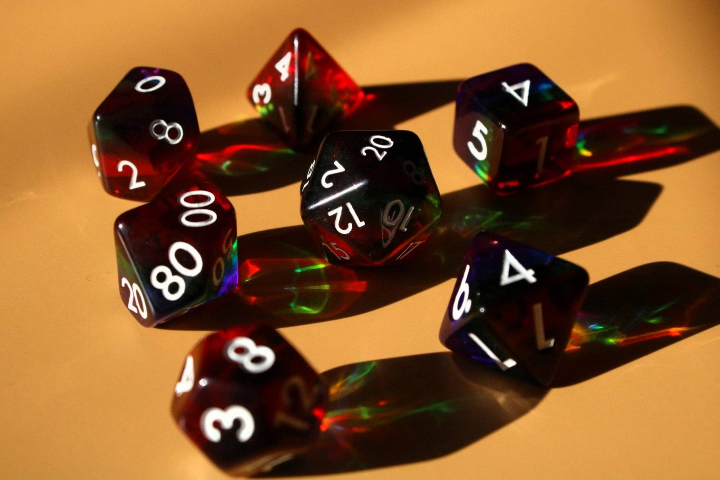 Iridescent Dignity | Transparent Rainbow 7 Pcs Dice Set DnD