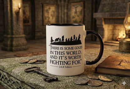 "Some Good in This World" Quote - black handled ceramic Mug