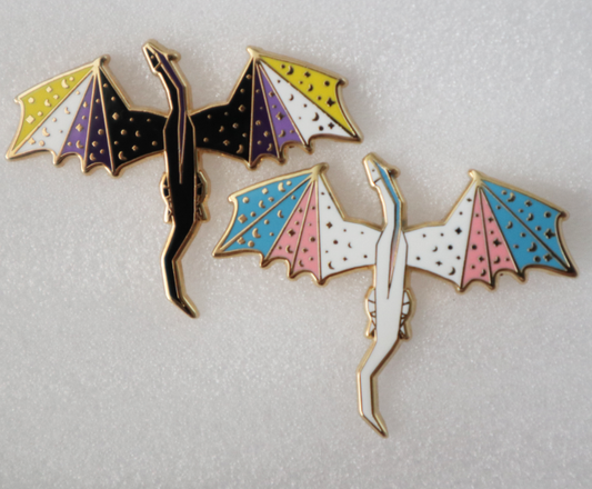 Dragon Enamel Pin - Black, White, Yellow & Purple