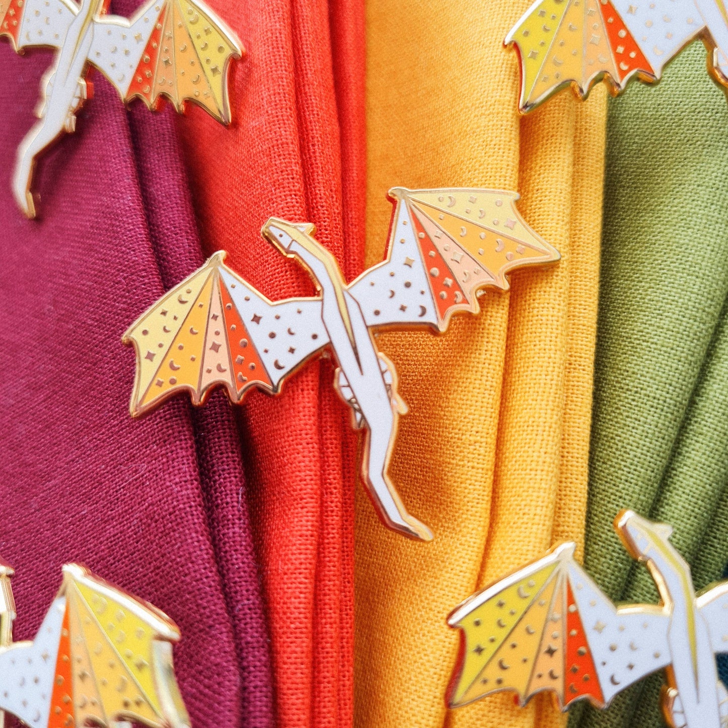 Dragon Enamel Pin - Orange and White