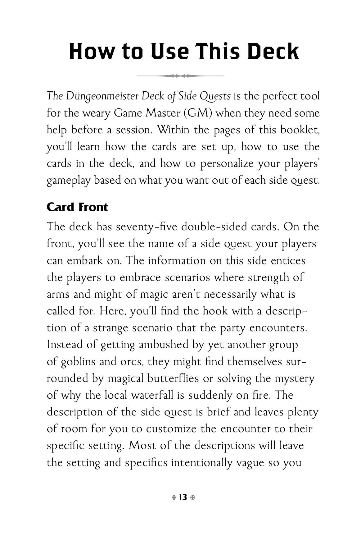 Düngeonmeister Deck of Side Quests by Jef Aldrich: Flashcards; 75 pages / English