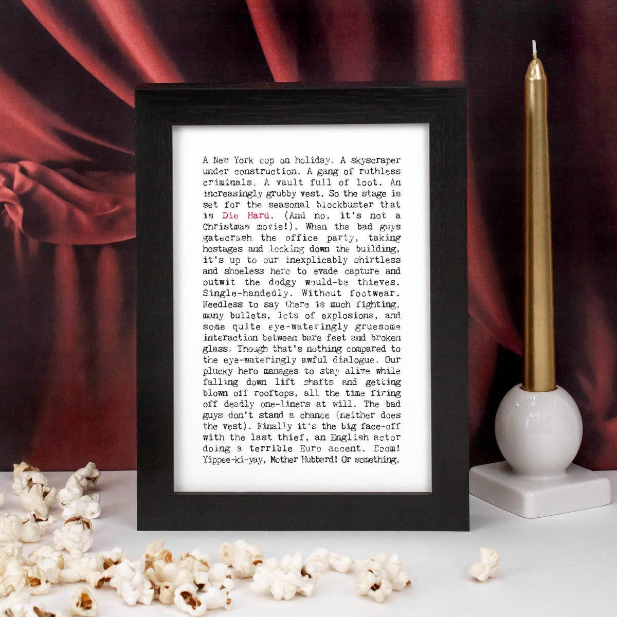 Die Hard Movie Plot Print For Action Film Fans: Die Hard IS a Christmas Film / A4 (H29.7 x W21cm)