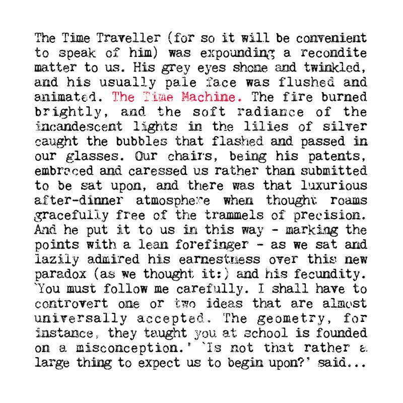 The Time Machine Unframed Book Print, H.G. Wells Wall Art: A4 (H29.7 x W21cm)