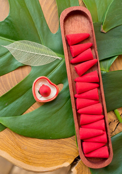 Incense Gift Set, Cones & Heart Holder