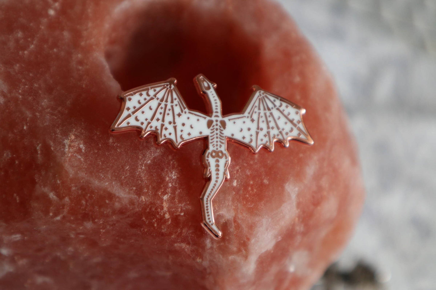 Dragon Enamel Pin - White Skeleton (GLOW IN THE DARK )