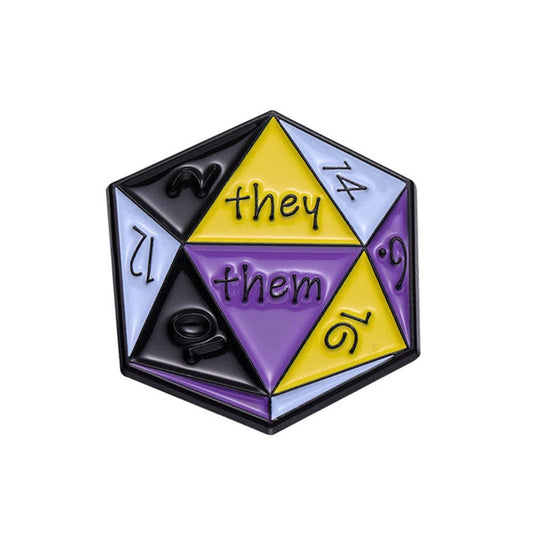 D20 They Them Pin Badge | D&D RPG Accessory