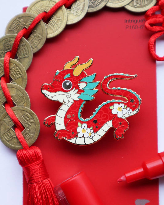 Red Chinese Dragon Enamel Pin