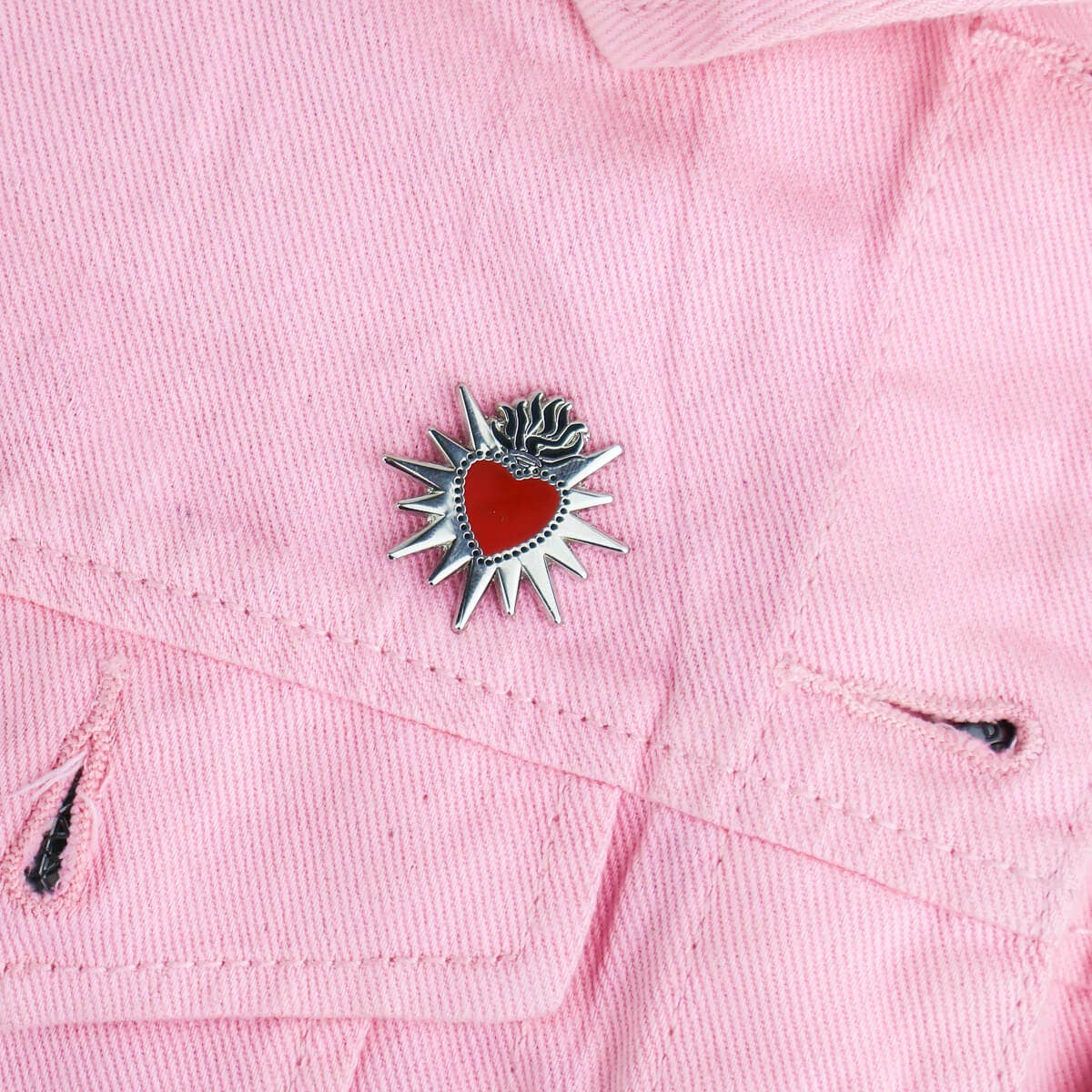 RED SACRED HEART ENAMEL PIN