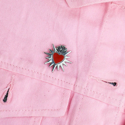 RED SACRED HEART ENAMEL PIN