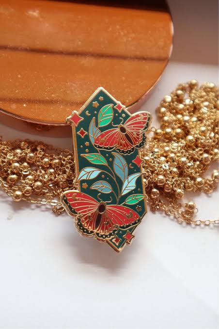 Sacred Butterflies Enamel Pin: Green
